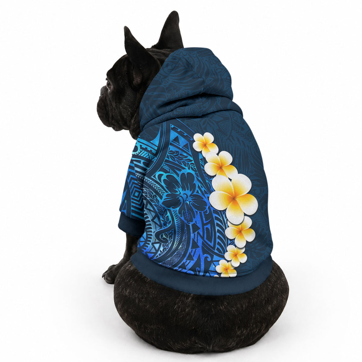 Blue Tropical Plumeria With Galaxy Polynesian Art Pet Hoodie LT14 - Polynesian Pride