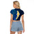 Blue Polynesia Raglan Cropped T Shirt Plumeria Tropical Leaves With Galaxy Polynesian Art LT14 - Polynesian Pride