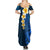 Blue Polynesia Summer Maxi Dress Plumeria Tropical Leaves With Galaxy Polynesian Art LT14 - Polynesian Pride