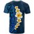 Blue Polynesia T Shirt Plumeria Tropical Leaves With Galaxy Polynesian Art LT14 - Polynesian Pride