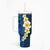 Blue Polynesia Tumbler With Handle Plumeria Tropical Leaves With Galaxy Polynesian Art