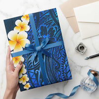 Blue Polynesia Wrapping Paper Plumeria Tropical Leaves With Galaxy Polynesian Art