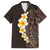 Brown Polynesia Family Matching Tank Maxi Dress and Hawaiian Shirt Plumeria Tropical Leaves With Galaxy Polynesian Art LT14 Dad's Shirt - Short Sleeve Brown - Polynesian Pride