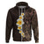 Brown Polynesia Hoodie Plumeria Tropical Leaves With Galaxy Polynesian Art LT14 Zip Hoodie Brown - Polynesian Pride