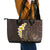 Brown Polynesia Leather Tote Bag Plumeria Tropical Leaves With Galaxy Polynesian Art LT14 - Polynesian Pride