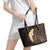 Brown Polynesia Leather Tote Bag Plumeria Tropical Leaves With Galaxy Polynesian Art LT14 - Polynesian Pride