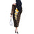 Brown Polynesia Off The Shoulder Long Sleeve Dress Plumeria Tropical Leaves With Galaxy Polynesian Art LT14 - Polynesian Pride