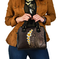 Brown Polynesia Shoulder Handbag Plumeria Tropical Leaves With Galaxy Polynesian Art LT14 - Polynesian Pride
