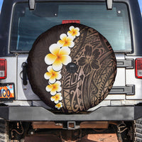 Brown Polynesia Spare Tire Cover Plumeria Tropical Leaves With Galaxy Polynesian Art LT14 - Polynesian Pride