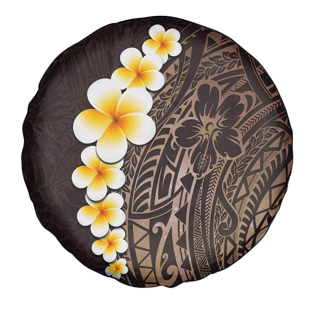 Brown Polynesia Spare Tire Cover Plumeria Tropical Leaves With Galaxy Polynesian Art LT14 - Polynesian Pride