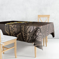 Brown Polynesia Tablecloth Plumeria Tropical Leaves With Galaxy Polynesian Art LT14 - Polynesian Pride