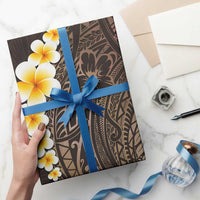 Brown Polynesia Wrapping Paper Plumeria Tropical Leaves With Galaxy Polynesian Art