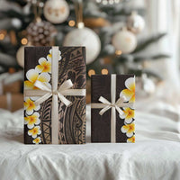 Brown Polynesia Wrapping Paper Plumeria Tropical Leaves With Galaxy Polynesian Art