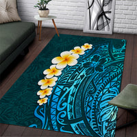 Turquosie Polynesia Area Rug Plumeria Tropical Leaves With Galaxy Polynesian Art LT14 Turquoise - Polynesian Pride