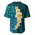 Turquosie Polynesia Baseball Jersey Plumeria Tropical Leaves With Galaxy Polynesian Art LT14 - Polynesian Pride