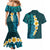 Turquosie Polynesia Couples Matching Mermaid Dress and Hawaiian Shirt Plumeria Tropical Leaves With Galaxy Polynesian Art LT14 - Polynesian Pride