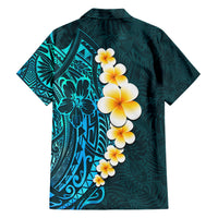 Turquosie Polynesia Family Matching Short Sleeve Bodycon Dress and Hawaiian Shirt Plumeria Tropical Leaves With Galaxy Polynesian Art LT14 - Polynesian Pride