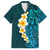 Turquosie Polynesia Hawaiian Shirt Plumeria Tropical Leaves With Galaxy Polynesian Art LT14 Turquoise - Polynesian Pride