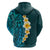 Turquosie Polynesia Hoodie Plumeria Tropical Leaves With Galaxy Polynesian Art LT14 - Polynesian Pride