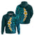 Turquosie Polynesia Hoodie Plumeria Tropical Leaves With Galaxy Polynesian Art LT14 - Polynesian Pride