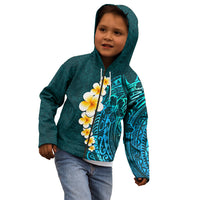 Turquosie Polynesia Kid Hoodie Plumeria Tropical Leaves With Galaxy Polynesian Art LT14 - Polynesian Pride