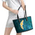 Turquosie Polynesia Leather Tote Bag Plumeria Tropical Leaves With Galaxy Polynesian Art LT14 - Polynesian Pride