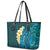 Turquosie Polynesia Leather Tote Bag Plumeria Tropical Leaves With Galaxy Polynesian Art LT14 - Polynesian Pride