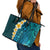 Turquosie Polynesia Leather Tote Bag Plumeria Tropical Leaves With Galaxy Polynesian Art LT14 - Polynesian Pride