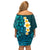 Turquosie Polynesia Off Shoulder Short Dress Plumeria Tropical Leaves With Galaxy Polynesian Art LT14 - Polynesian Pride