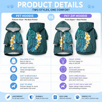 Turquoise Tropical Plumeria With Galaxy Polynesian Art Pet Hoodie LT14 - Polynesian Pride
