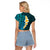 Turquosie Polynesia Raglan Cropped T Shirt Plumeria Tropical Leaves With Galaxy Polynesian Art LT14 - Polynesian Pride