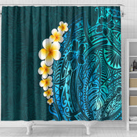 Turquosie Polynesia Shower Curtain Plumeria Tropical Leaves With Galaxy Polynesian Art LT14 - Polynesian Pride