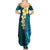 Turquosie Polynesia Summer Maxi Dress Plumeria Tropical Leaves With Galaxy Polynesian Art LT14 - Polynesian Pride