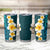 Turquosie Polynesia Tumbler Cup Plumeria Tropical Leaves With Galaxy Polynesian Art