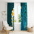 Turquosie Polynesia Window Curtain Plumeria Tropical Leaves With Galaxy Polynesian Art LT14 - Polynesian Pride