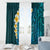 Turquosie Polynesia Window Curtain Plumeria Tropical Leaves With Galaxy Polynesian Art LT14 - Polynesian Pride