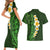 Green Polynesia Couples Matching Short Sleeve Bodycon Dress and Hawaiian Shirt Plumeria Tropical Leaves With Galaxy Polynesian Art LT14 - Polynesian Pride