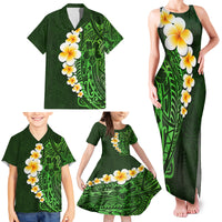 Green Polynesia Family Matching Tank Maxi Dress and Hawaiian Shirt Plumeria Tropical Leaves With Galaxy Polynesian Art LT14 - Polynesian Pride