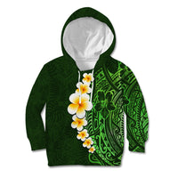 Green Polynesia Kid Hoodie Plumeria Tropical Leaves With Galaxy Polynesian Art LT14 Green - Polynesian Pride