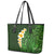 Green Polynesia Leather Tote Bag Plumeria Tropical Leaves With Galaxy Polynesian Art LT14 - Polynesian Pride