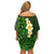 Green Polynesia Off Shoulder Short Dress Plumeria Tropical Leaves With Galaxy Polynesian Art LT14 - Polynesian Pride