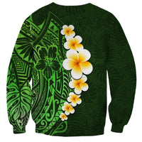 Green Polynesia Sweatshirt Plumeria Tropical Leaves With Galaxy Polynesian Art LT14 - Polynesian Pride