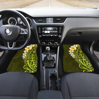 Lime Green Tropical Plumeria With Galaxy Polynesian Art Car Mats LT14 - Polynesian Pride