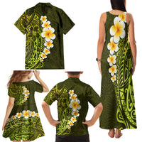 Lime Green Tropical Plumeria With Galaxy Polynesian Art Family Matching Tank Maxi Dress and Hawaiian Shirt LT14 - Polynesian Pride