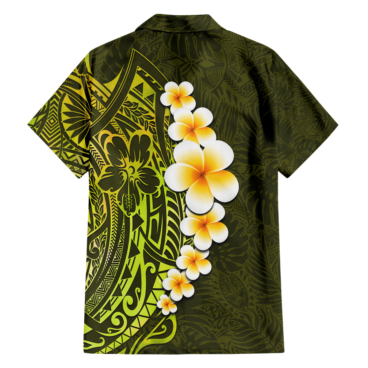 Lime Green Tropical Plumeria With Galaxy Polynesian Art Family Matching Tank Maxi Dress and Hawaiian Shirt LT14 - Polynesian Pride