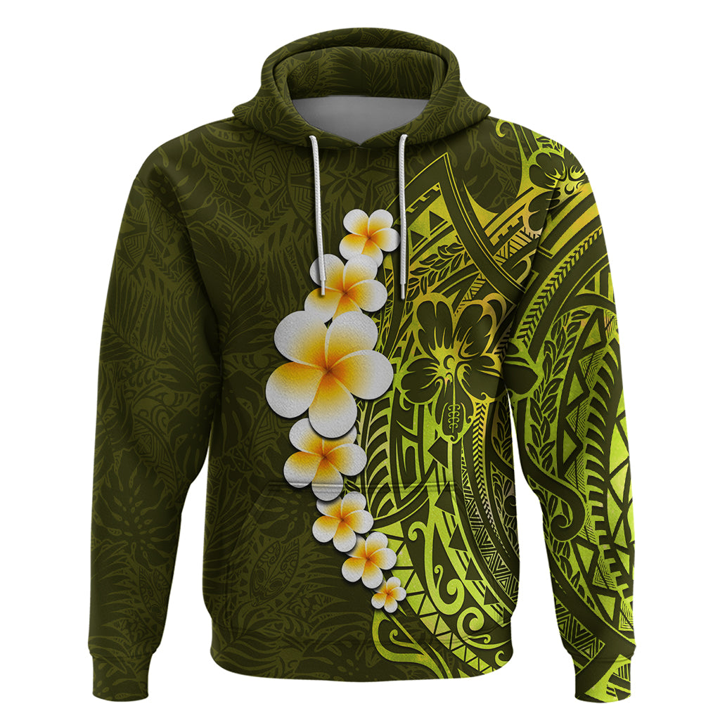 Lime Green Tropical Plumeria With Galaxy Polynesian Art Hoodie LT14 Lime Green - Polynesian Pride