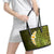 Lime Green Tropical Plumeria With Galaxy Polynesian Art Leather Tote Bag LT14 - Polynesian Pride