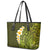 Lime Green Tropical Plumeria With Galaxy Polynesian Art Leather Tote Bag LT14 - Polynesian Pride