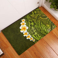 Lime Green Tropical Plumeria With Galaxy Polynesian Art Rubber Doormat LT14 Lime Green - Polynesian Pride
