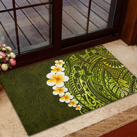 Lime Green Tropical Plumeria With Galaxy Polynesian Art Rubber Doormat LT14 - Polynesian Pride